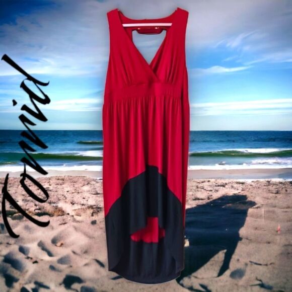 NEW TORRID Plus Size Color Block Hi-Lo Cut-Out Maxi Summer dress 3X - Picture 2 of 15